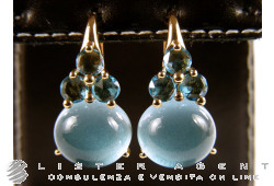 POMELLATO earrings Luna in 18Kt rose gold with light blue topazes Ref. OA702O7OY. NEW!