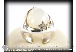 PASQUALE BRUNI ring in 18Kt white gold with diamonds ct 0,15 and moonstone ct 1,60 Ref. 12765B. NEW!