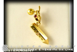 PASQUALE BRUNI pendant Matita Amore in 18Kt yellow gold and diamonds ct 0,02 with ruby ct 0,06 Ref. 12938G. NEW!