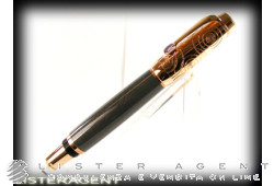 MONTBLANC roller pen Bohème in rose goldplated steel and grey enamel with synthetic amethyst Ref. 103798. NEW!