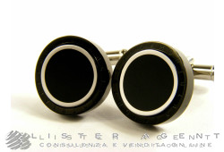 MONTBLANC cufflinks in steel and Pvd with onyx Ref. 104506. NEW!