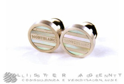 MONTBLANC cufflinks Silver Collection Round in 925 silver and mother of pearl Ref. 107046. NEW!