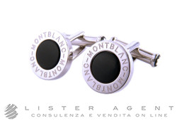 MONTBLANC cufflinks Meisterstück in steel and onyx Ref. 107463. NEW!