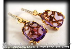 CHANTECLER earrings of Amour & Folies in 18Kt rose gold with diamonds and amethysts Ref. 29569. NEW!