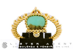CHANTECLER ring Anima 70 with Campanella micro in 18Kt yellow gold with turquoise and diamond Ref. 37077. NEW!
