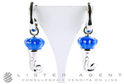 CHANTECLER earrings Corno in 925 silver and blue enamel. NEW!