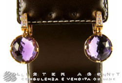 BULGARI earrings Parentesi Cocktail in 18Kt rose gold with diamonds and amethysts Ref. OR855246. NEW! -40%