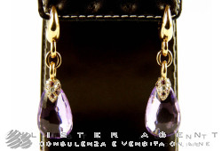 POMELLATO earrings Pin Up in 18Kt rose gold with diamonds and amethyst Ref. OA504BG6GROI. NEW!