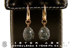 POMELLATO earrings Tabou in 18Kt rose gold and brunished 925 silver with light blue topazes Ref. OA908/AO7OY. NEW!