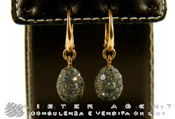 POMELLATO earrings Tabou in 18Kt rose gold and brunished 925 silver with light blue topazes Ref. OA908/AO7OY. NEW!