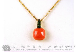 POMELLATO necklace Capri in 18Kt rose gold with coral and tsavorite Ref. FB104O7TZOK. NEW!