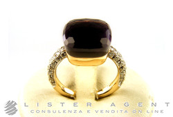 POMELLATO Nudo ring in 18Kt white and pink gold with diamonds and amethyst Size 56 Ref. AB401B9O6OI. NEW!