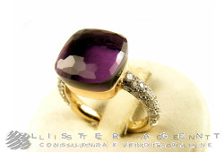 POMELLATO ring Nudo in 18Kt white and rose gold with diamonds and amethyst Size 13 Ref. AB401B9O6OI. NEW!
