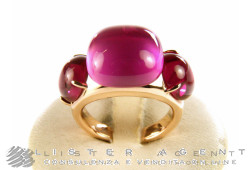 POMELLATO ring Rouge Passion in 9Kt rose gold with rose synthetic sapphire, cabochon cut synthetic rubies and mother of pearl Size 14 Ref. AB5059SRSZR. NEW!