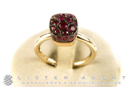 POMELLATO ring Nudo Solitaire in 18Kt white and rose gold with rubies Size 15 Ref. AB501O6RU. NEW!