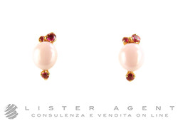 POMELLATO earrings Capri in 18Kt rose gold with rose ceramic and rubies Ref. OB612O7CRRU. NEW!