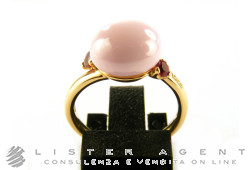 POMELLATO ring Capri in 18Kt rose gold with rose ceramic and rubies Size 12 Ref. AB612O7CRRU. NEW!