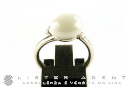 POMELLATO ring Capri in 18Kt white gold with white ceramic and diamonds ct 0,12 Size 11 Ref. AB609B9CB. NEW!