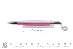 CARTIER penna a sfera mini Charm in acciaio e lacca rosa Ref. 230003. NUOVA!