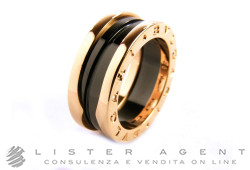 BULGARI ring Bzero1 in 18Kt rose gold and black ceramic Size 11 Ref. AN855962. NEW!