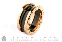 BULGARI ring Bzero1 in 18Kt rose gold and black ceramic Size 16 Ref. AN855962. NEW!