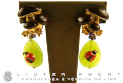 MARIA SOLE earrings Mushrooms and Ladybugse in 925 silver yellow goldplated with natural stones and enamel Ref. ORFUNG009. NEW!