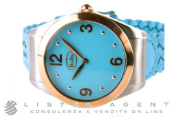 DODO by Pomellato Dodo Tahiti in two tone steel turquoise Ref. WAD6LBPVD. NEW!
