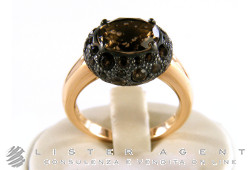 POMELLATO ring Tabou in 18Kt rose gold and Silver with fumé quartz Size 13 Ref. AA908AO7QF. NEW!