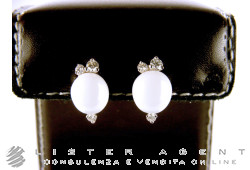 POMELLATO earrings Capri in 18Kt white gold with white ceramic and diamonds ct 0,23 Ref. OB609B9CB. NEW!