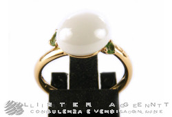 POMELLATO ring Capri in 18Kt rose gold with white ceramic and tsavorite Size 12 Ref. AB612O7CBTZ. NEW!