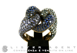 POMELLATO ring Tango in 18Kt rose gold with sapphires, tanzanite and aquamarine Size 15 Ref. AB6067TNZFA. NEW!