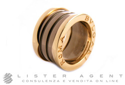 BULGARI ring BZero1 Roma 4bands in 18Kt rose gold and ceramic colour bronze Size 8 Ref. AN856887. NEW