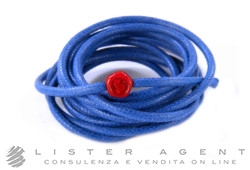 DODO by Pomellato thick cord in blue cotton and red resin Ref. DCROY3R. NEW!