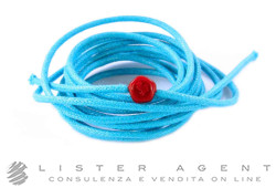 DODO by Pomellato medium cord in sky blue cotton and red resin Ref. DCCEL2R. NEW!