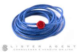 DODO by Pomellato medium cord in blue cotton and red resin Ref. DCROY2R. NEW!