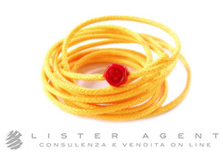 DODO by Pomellato medium cord in yellow cotton and red resin Ref. DCGIA2R. NEW!