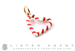 DODO by Pomellato pendant Candy Cane Heart Limited Edition 2017 in 9Kt rose gold and enamel Ref. DMCANDYHEART9K. NEW!