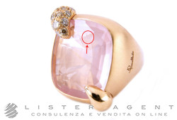 POMELLATO ring Ritratto in 18Kt rose gold with rose quartz and brown diamonds ct 0.35 Mis 14 Ref. AB708MBRW7QR. NEW!