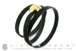 CORA bracelet Double Tour in leather with gold plated brass Ref. CU10. NEW!