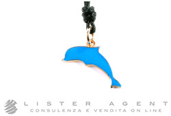 DODO by Pomellato pendant Dolphin in 9Kt rose gold with cobalt blue enamel Ref. D3DEG9B. NEW!