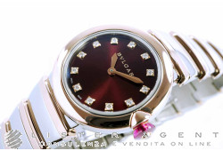 BULGARI Lucea Lady in steel and 18Kt rose gold Brown with diamonds Ref. 102691. NEW!