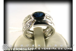 RING in 18Kt white gold diamonds ct 0,96 and sapphire Size 14,5 Ref. AN137. NEW!