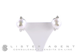 EARRINGS in 18Kt white gold with pearls mm 7.80 and diamonds ct 0.19 Ref. 1188. NEW!