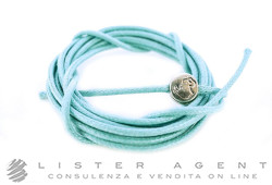 DODO by Pomellato Thin cord Sky blue paste in cotton with 925 silver seal Ref. DCAZ1A. NEW!