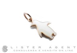DODO by Pomellato Penguin pendant in 9Kt rose gold and white enamel Ref. D10PIG/9/BI. NEW!