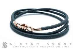 DODO by Pomellato bracelet Knot in 9Kt rose gold with gray leather strap Ref. DKBK9GR918K. NEW!