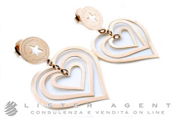 GLAM STYLE orecchini Bonne Chance Doppio cuore in metallo laminato oro rosa Ref. BO1208. NUOVI!