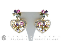 ULTIMA EDIZIONE earrings in 925 silver plated yellow gold with colored stones Ref. BOOA05788. NEW!