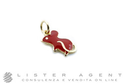 DODO by Pomellato Mouse pendant in 18Kt yellow gold and red enamel Ref. DMC0004_ZMOUS_000OG. NEW!