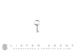 DODO by Pomellato small Precious Letter I pendant in 18K rhodium plated white gold with diamonds ct 0.025 Ref. DMC0109_LETIS_DB0O2. NEW!